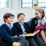 Students sat on bean bags