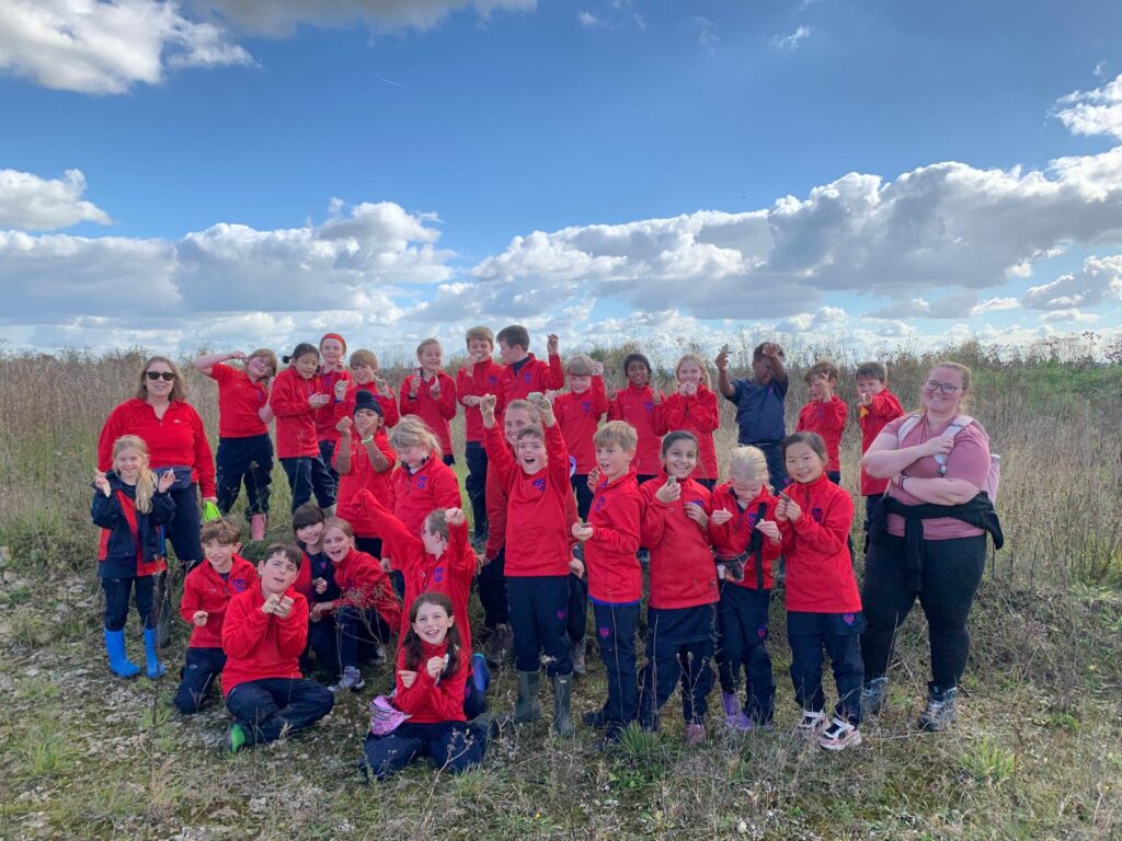students in a field